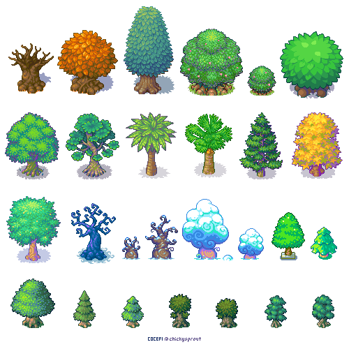 Trees trees trees! (With images) | Pixel art design, Pixel art ...